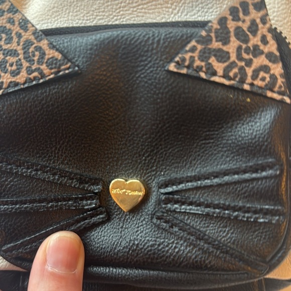 Betsy Johnson Black and Cream Cat Mini Backpack - Picture 2 of 9